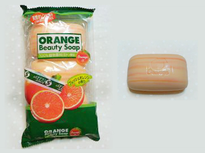 orange striped soap